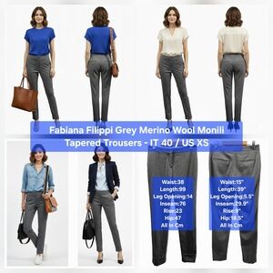 Fabiana Filippi Grey Merino Wool Monili Tapered Trousers Size IT 40 / US XS